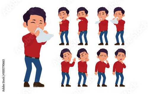 Sick people with different symptoms