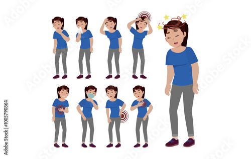 Sick people with different symptoms