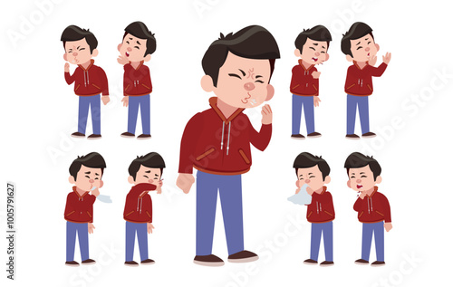 Sick people with different symptoms