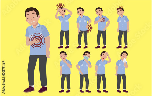 Sick people with different symptoms
