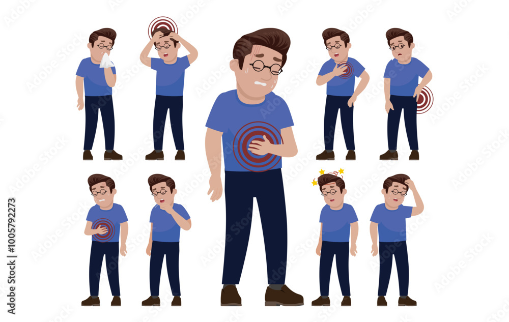 Obraz premium Sick people with different symptoms