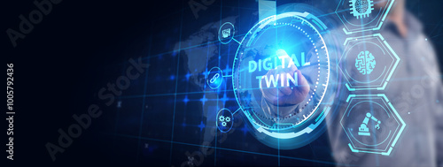 Wallpaper Mural Digital twin industrial technology and manufacturing automation technology. Torontodigital.ca