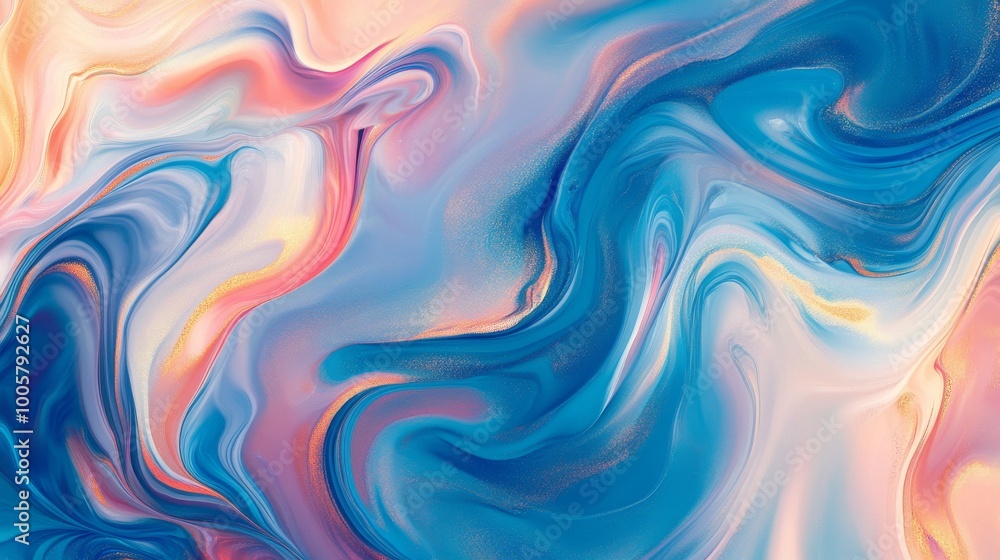 Fototapeta premium Abstract pastel swirl pattern with blue and