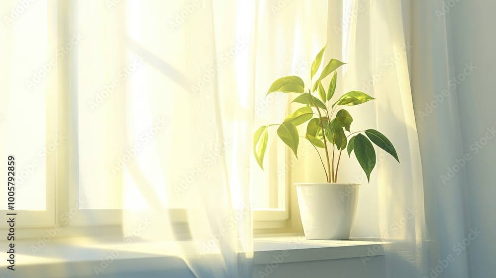 bright morning light coming through soft, white curtains bright morning light coming through soft, white curtains