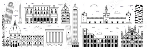 Obraz na płótnie Italy Iconic Buildings and Architectural Symbols w salonie