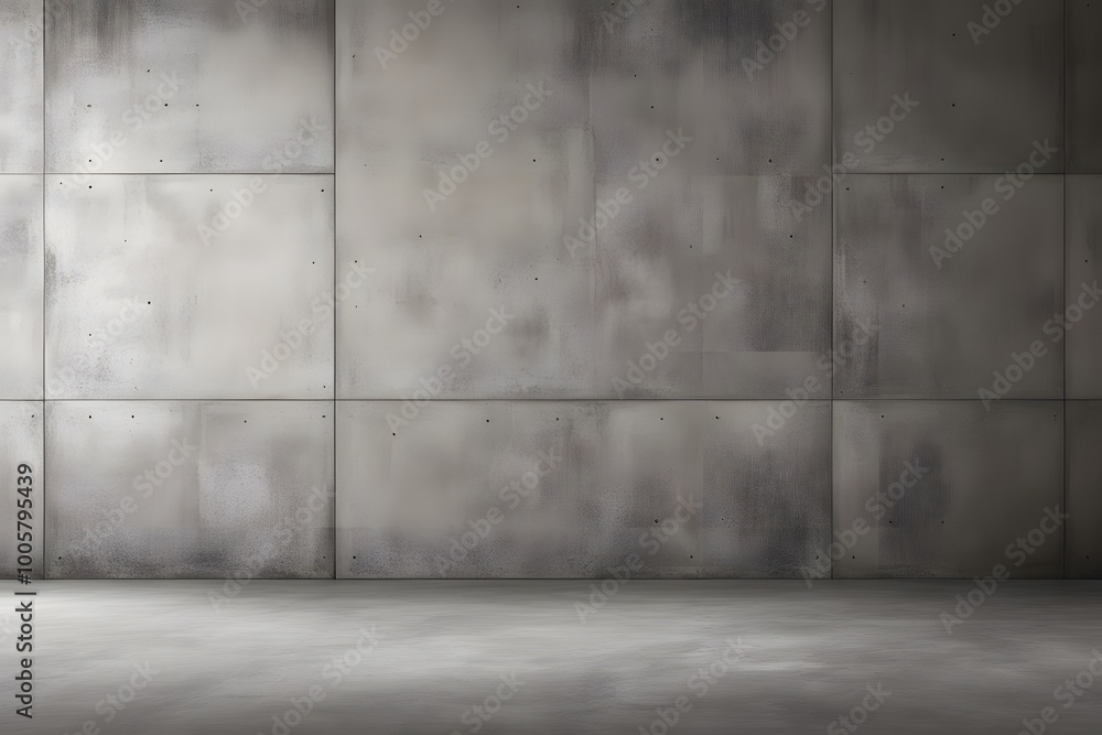 Smooth modern concrete wall with slight texture divided from the glossy floor by a bold black line, AI Generated Smooth modern concrete wall with slight texture divided from the glossy floor by a bold black line, AI Generated