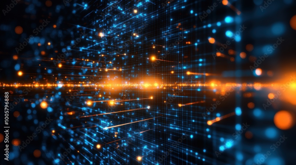 Obraz premium Futuristic Digital Tech Background with Glowing Lines