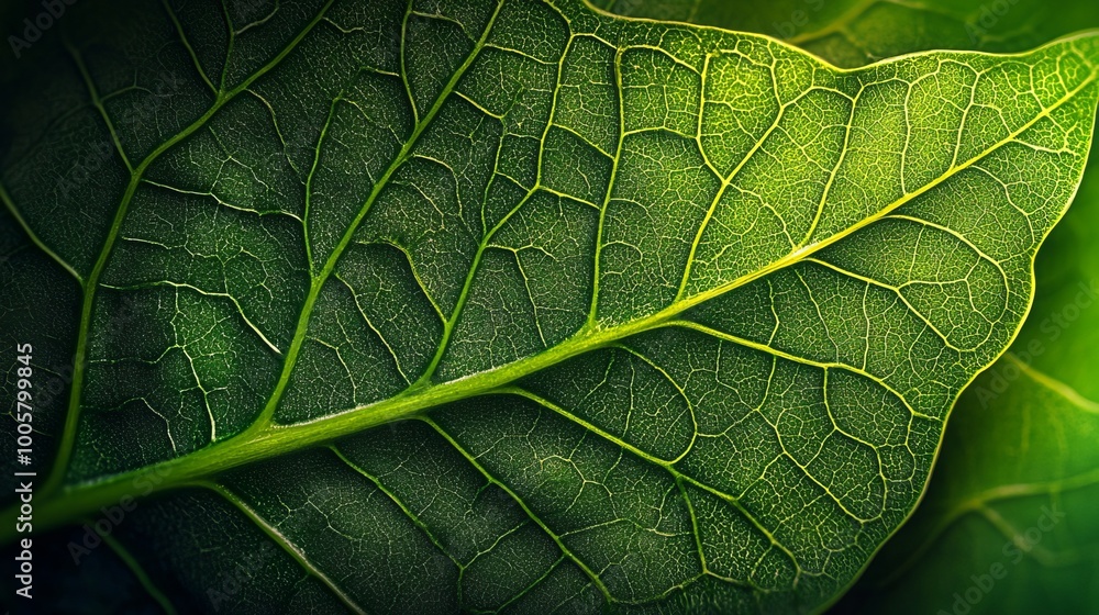 Macro photography showcases the complex vein structure of a green leaf, emphasizing the intricate details of plant biology. Macro photography showcases the complex vein structure of a green leaf, emphasizing the intricate details of plant biology.