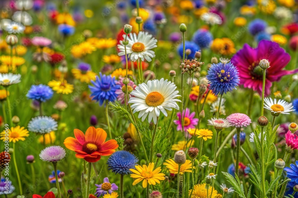 Fototapeta premium Colorful summer meadow filled with wildflowers