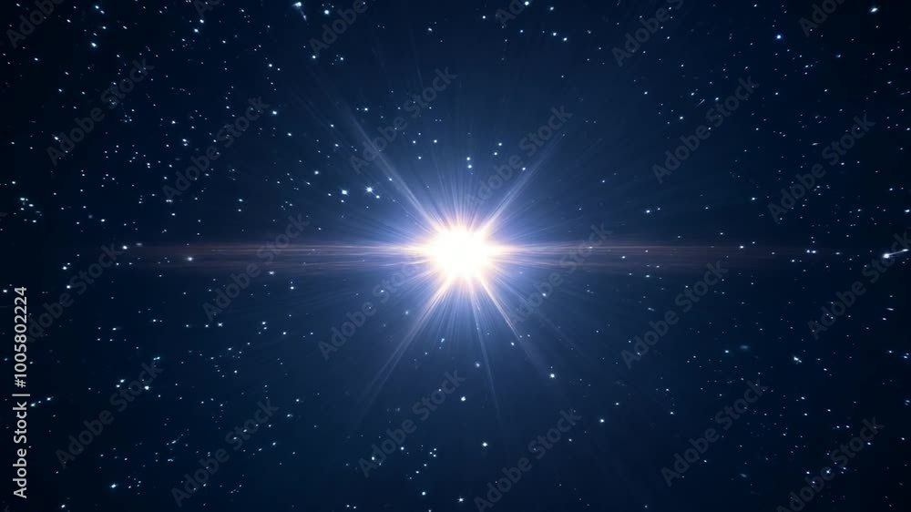 4K Cosmic Light Beam in Deep Space with Starry Background 4K Cosmic Light Beam in Deep Space with Starry Background