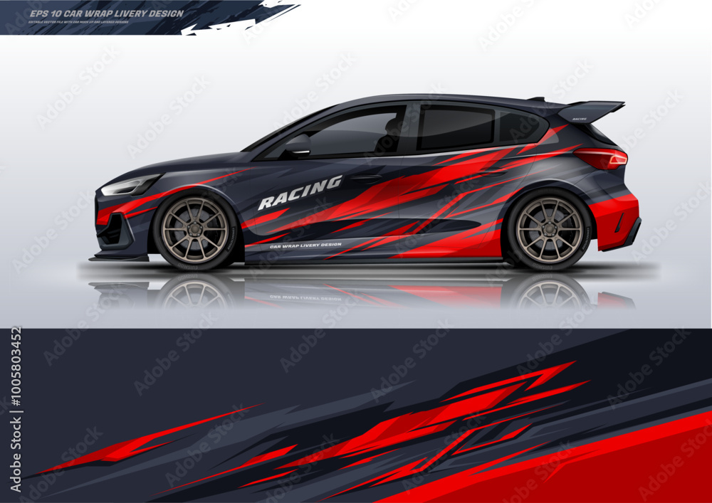 Fototapeta premium Racing car Vector sport background for car wrap race car decal livery