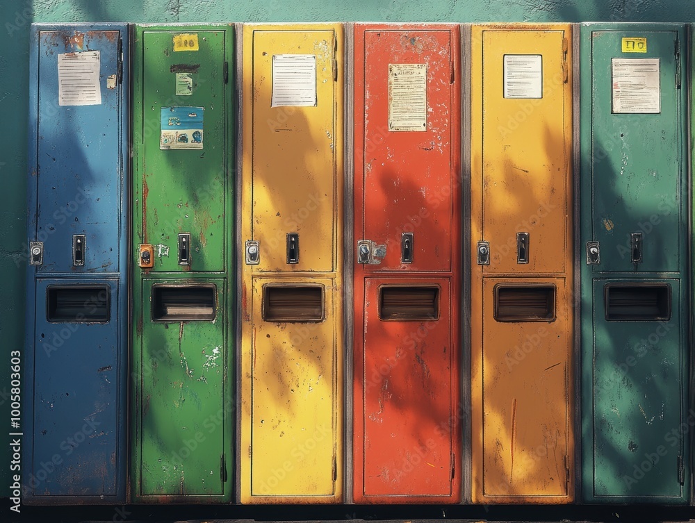 Realistic grungy Lockers for Storage and Organization Realistic grungy Lockers for Storage and Organization
