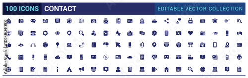 Contact us solid icon set. Containing phone, email, chat, smartphone, calendar icons. Glyph icon set for web and ui. Simple filled line vector.