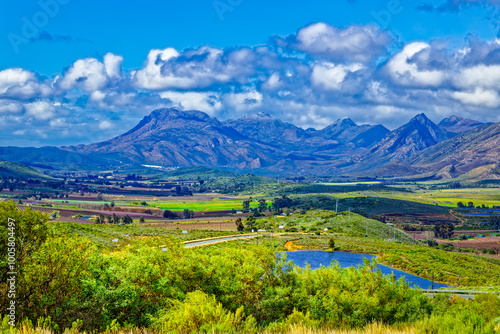 Langeberg mountains with light snow in the Little Karoo near Barrydale in the Western Cape, South Africa photo