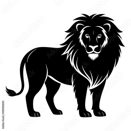 vector black silhouette logo design of a lion