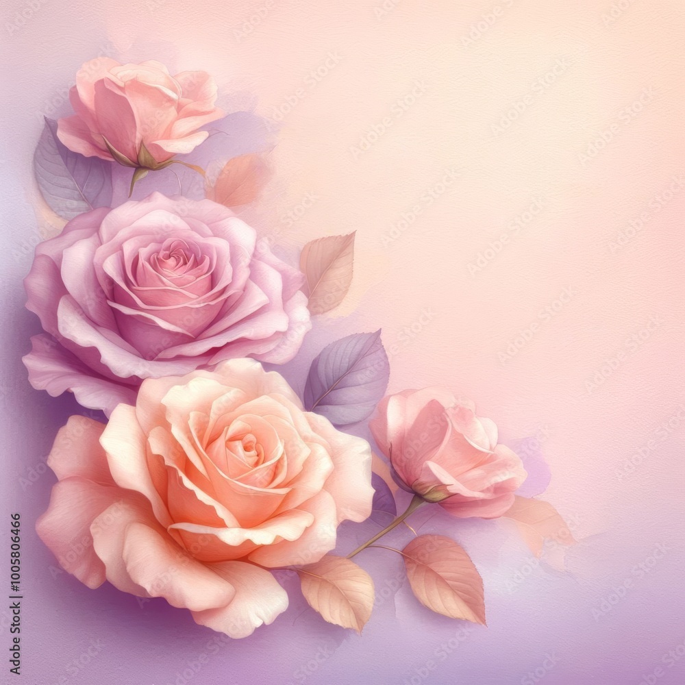 Beautiful pastel roses in soft pink and lavender hues against a gentle background.