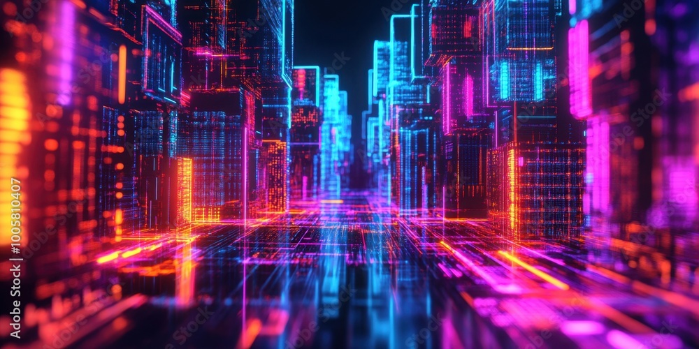 a futuristic city with neon lights a futuristic city with neon lights