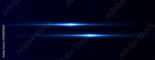 Light blue effect reflections, neon illumination in blue colors. Bright light lens. Police light effects, lines. Shiny stars, glowing sparks on a black background.