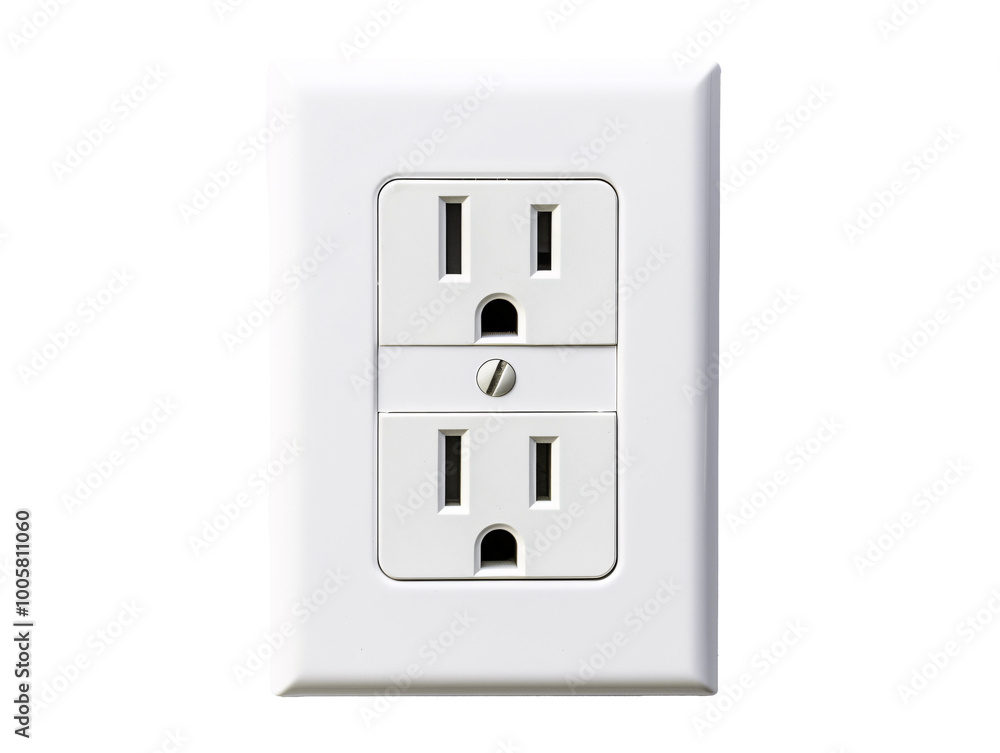 a white electrical outlet with a screw a white electrical outlet with a screw