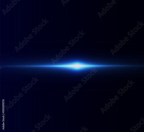 Light blue effect reflections, neon illumination in blue colors. Bright light lens. Police light effects, lines. Shiny stars, glowing sparks on a black background. Vector red light effect