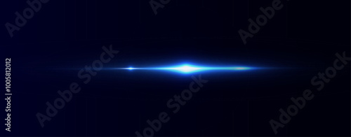 Light blue effect reflections, neon illumination in blue colors. Bright light lens. Police light effects, lines. Shiny stars, glowing sparks on a black background. Vector red light effect