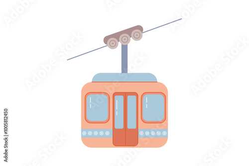 Cute pink cable way illustration on white background. Vector