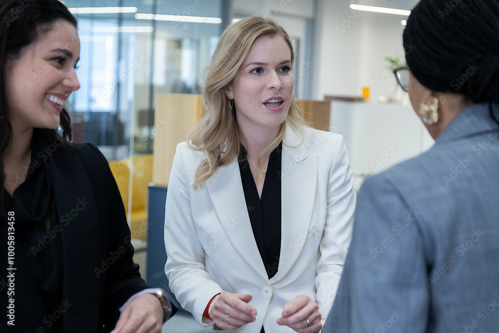 Professional Women Engaged in Discussion in Office Setting
Professional Women Engaged in Discussion in Office Setting