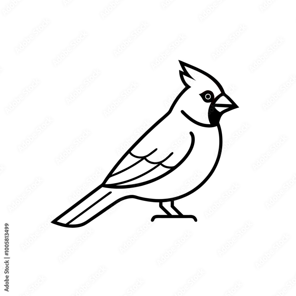 A simple black outline illustration of a cardinal bird on a white background. Perfect for coloring books or creative projects, this clean contour captures the recognizable shape of the bird. A simple black outline illustration of a cardinal bird on a white background. Perfect for coloring books or creative projects, this clean contour captures the recognizable shape of the bird.