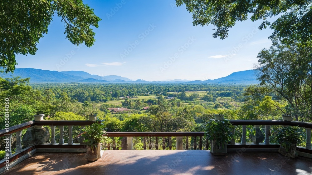 A scenic viewpoint over Khao Yai National Park, offering panoramic views of the park forests and mountains. A scenic viewpoint over Khao Yai National Park, offering panoramic views of the park forests and mountains.