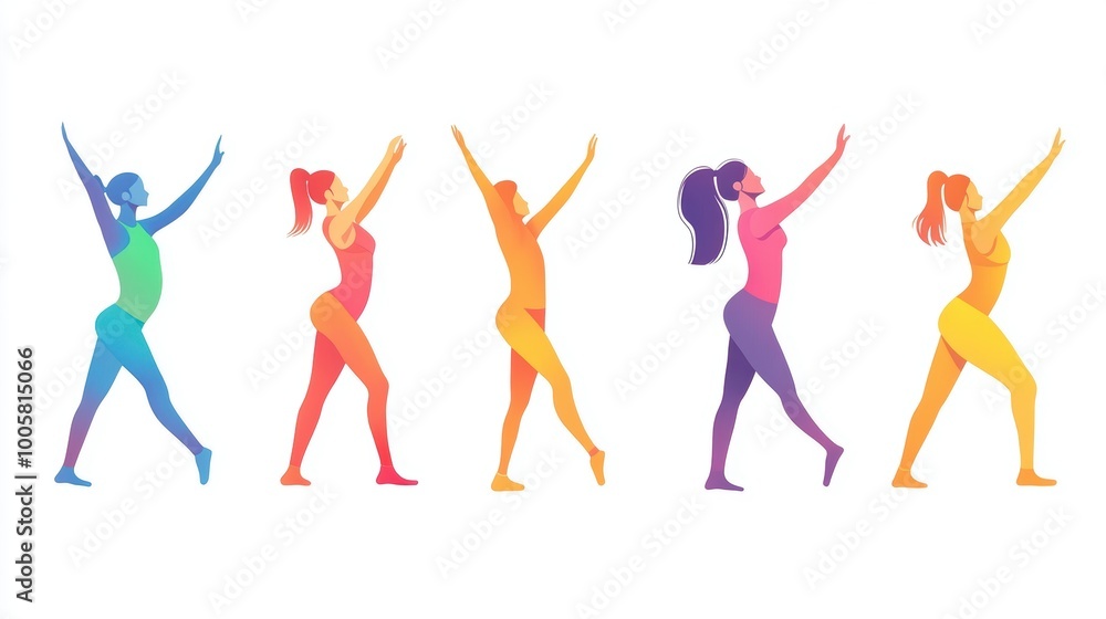 Stretching Exercises Concept Illustration with Cute Flat Characters Stretching Exercises Concept Illustration with Cute Flat Characters