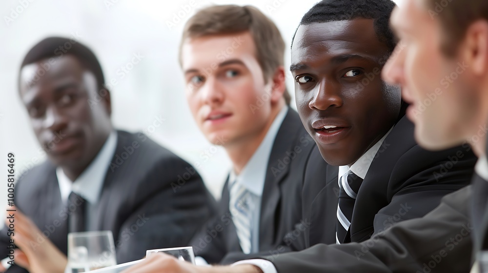 A diverse group of professionals engaged in a serious discussion at a conference table, showcasing collaboration and communication. A diverse group of professionals engaged in a serious discussion at a conference table, showcasing collaboration and communication.