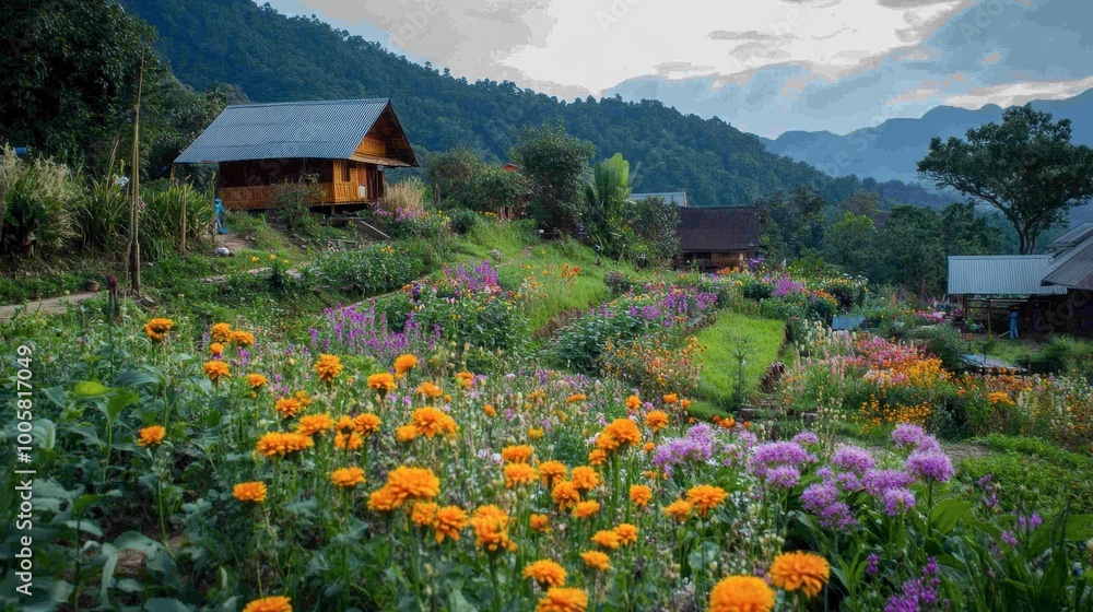 Colorful flowers in bloom at Wang Nam Khiao, known as the Switzerland of Isaan. Colorful flowers in bloom at Wang Nam Khiao, known as the Switzerland of Isaan.
