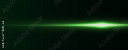 Light green effect reflections, neon illumination in white colors. Bright light lens. Police light effects, lines. Shiny stars, glowing sparks on a black background. Vector green light effect