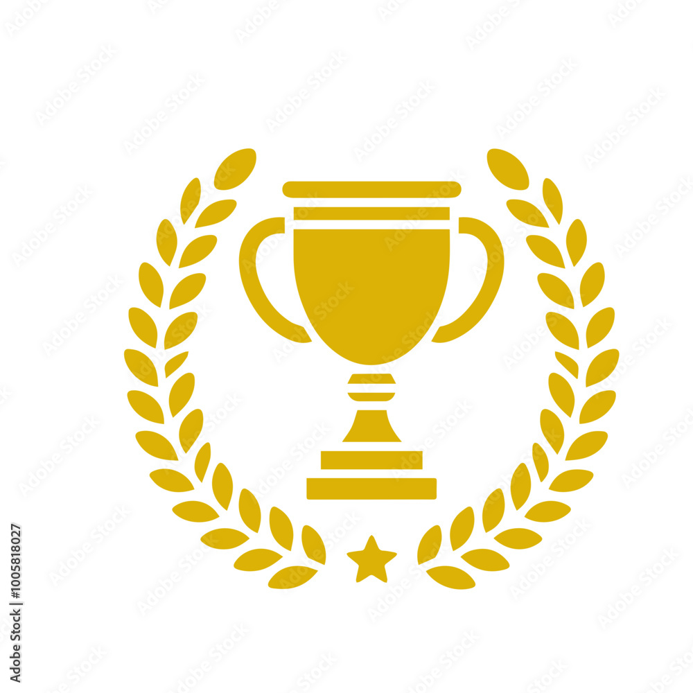Gold trophy award Winner emblem icon flat design Gold trophy award Winner emblem icon flat design