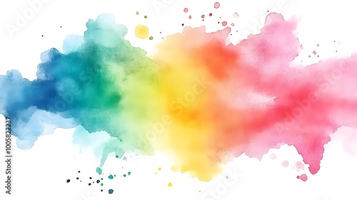 Abstract Watercolor Rainbow Background Colorful Splashes