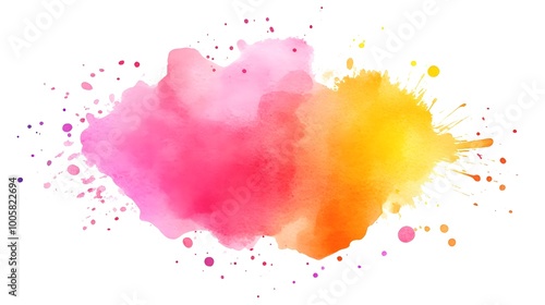 Abstract Watercolor Pink Yellow Orange Splashes Background