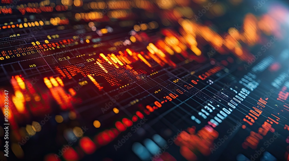 Close-up of financial graphs showing rising stock prices and market trends Close-up of financial graphs showing rising stock prices and market trends