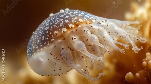 Close-up of a Translucent Jellyfish in the Ocean photo