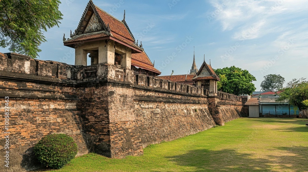 Obraz premium The historical fortifications at Korat Old City Wall, showcasing centuries-old architecture.