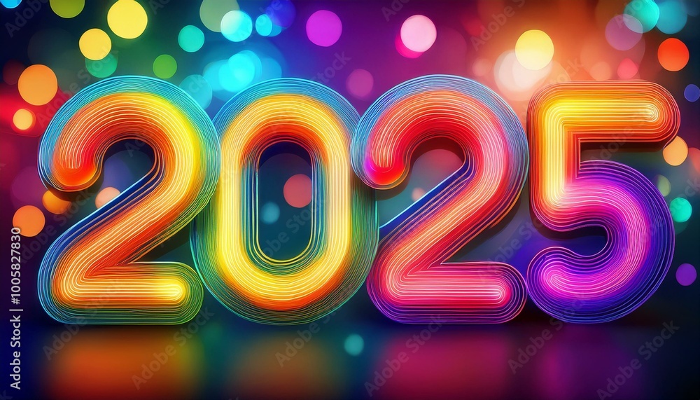 new year 2025 number and colorful bokeh light background with sparkling for celebration new year 2025 number and colorful bokeh light background with sparkling for celebration