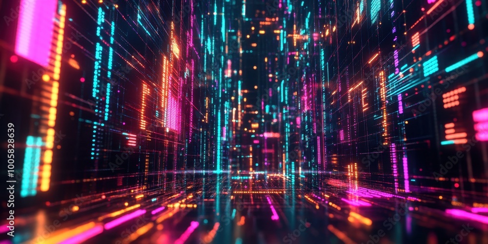 a colorful neon city with many lights a colorful neon city with many lights