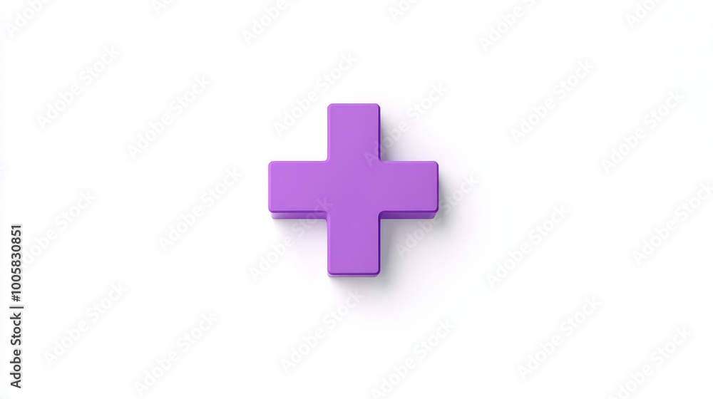 A simple, cartoon-style purple plus sign stands out against a white background. It represents first aid and healthcare, and symbolizes emergency help. A simple, cartoon-style purple plus sign stands out against a white background. It represents first aid and healthcare, and symbolizes emergency help.