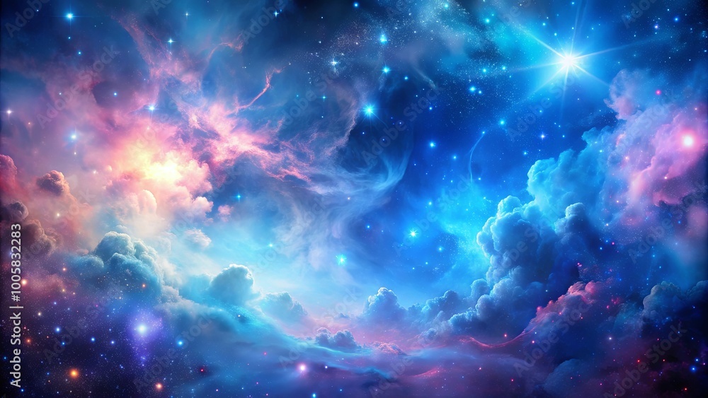 Fototapeta premium Celestial Dreamscape with Vivid Hues of Pink, Blue, and White