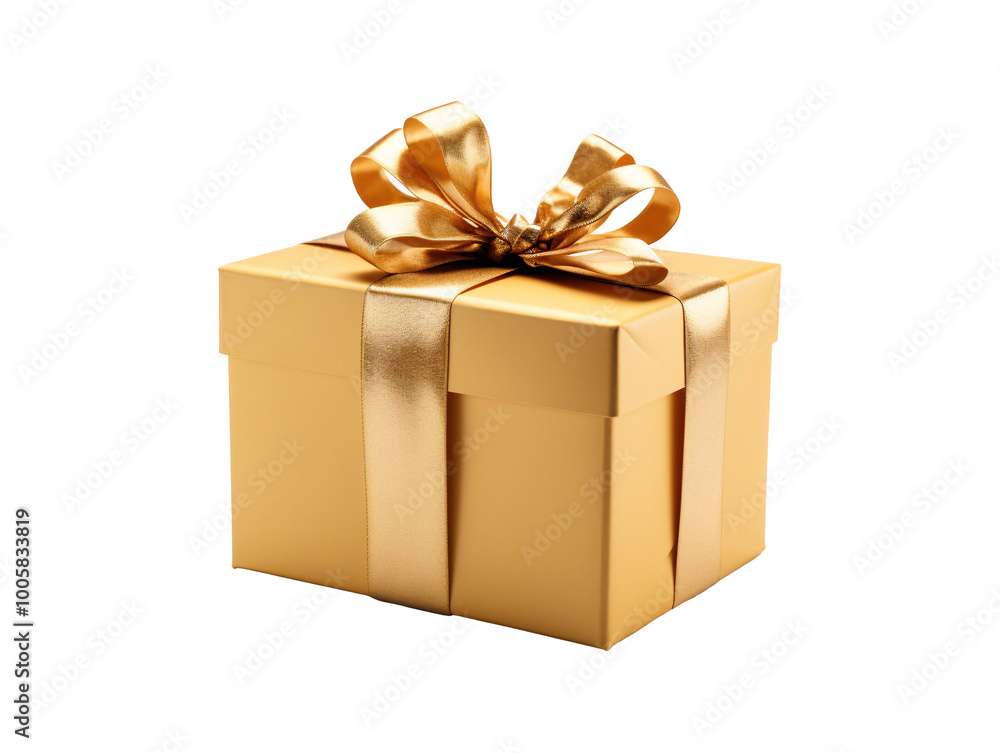 a gold box with a bow a gold box with a bow
