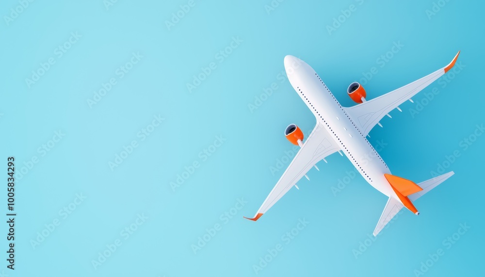 A minimalist airplane with a bright orange tail and engine details, soaring through a clear sky, representing fun, modern design, and smooth journeys. A minimalist airplane with a bright orange tail and engine details, soaring through a clear sky, representing fun, modern design, and smooth journeys.