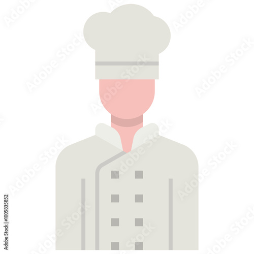 sous chef in uniform and hat ready to cook food flat icon