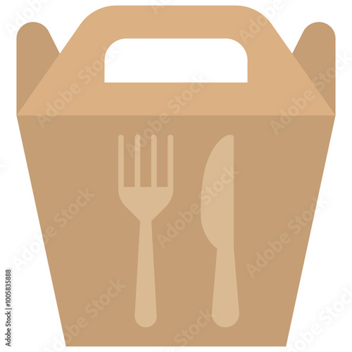disposable takeout boxes or food packaging containers for takeaway flat icon