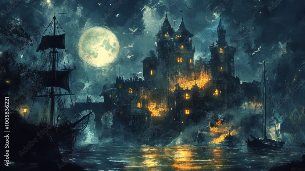 Mysterious Castle Under the Moon Mysterious Castle Under the Moon