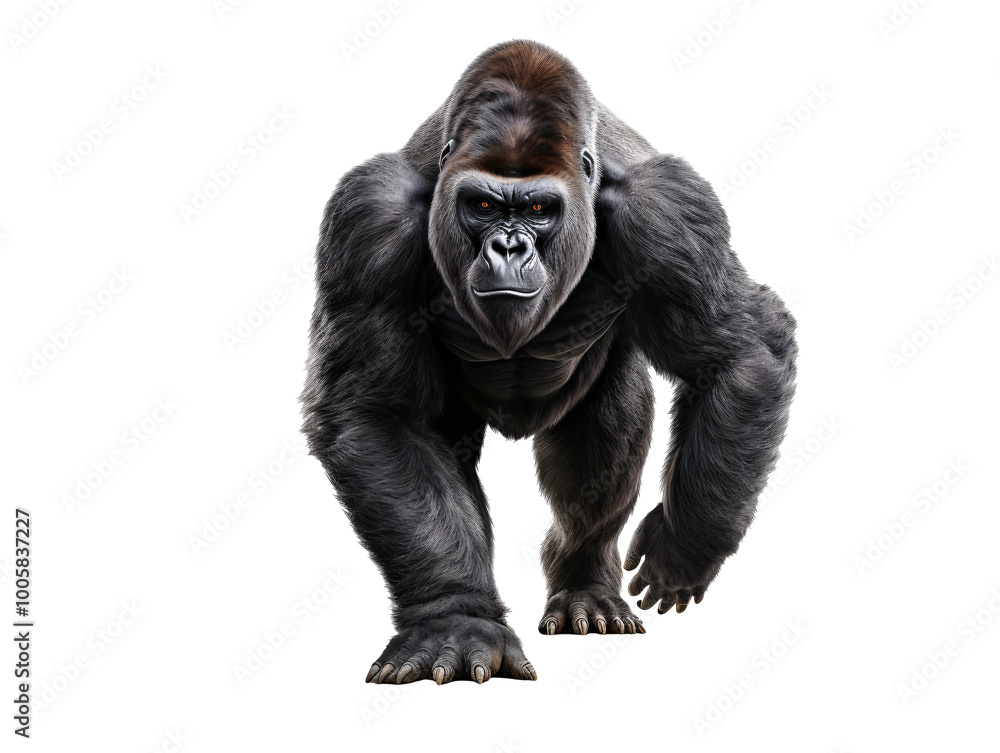 a gorilla walking with a white background a gorilla walking with a white background
