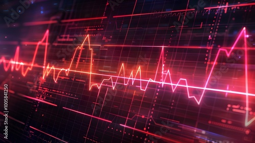 Detailed Cardiogram Illustration on Grid Background Representing Heart Health and Medical Monitoring Concepts